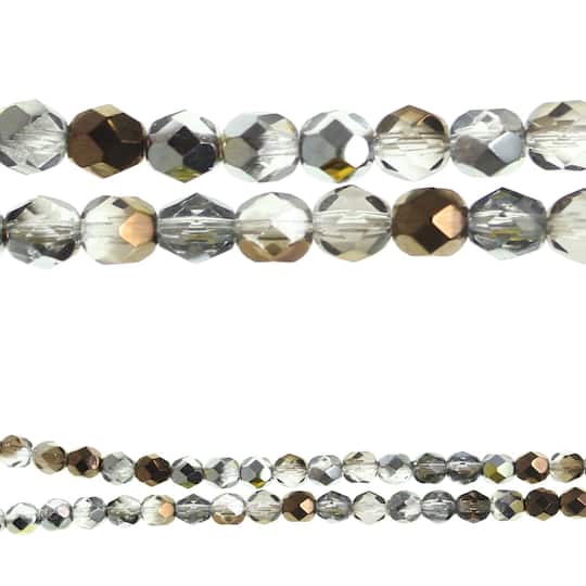 Wedding Crystal glass cubed and faceted round beads with silver plated accents long beautiful unique